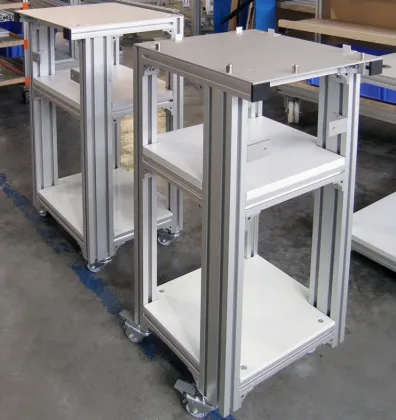 Industrial Workbench: Production Line Workstation with Japanese Cabinet Handles and Aluminium Frame