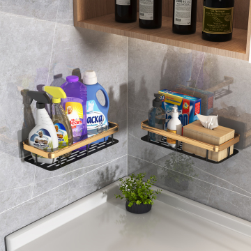 Modern Luxury Gold Wall-Mounted Bathroom Storage Rack & Shelf