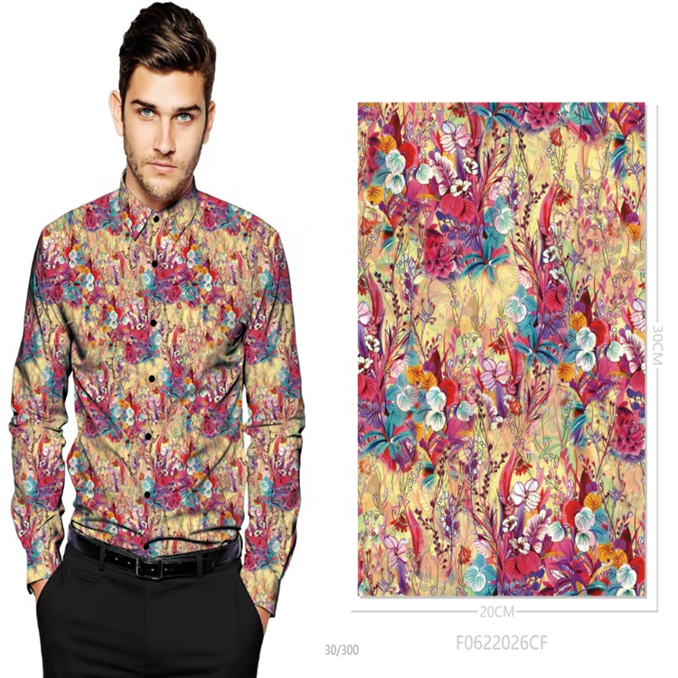 100% Cotton Sateen Printed Digital Custom Shirting Fabric