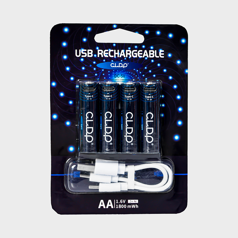 4pack CLDP 1.6V 1800mWh Ni-Zn USB AA rechargeable battery