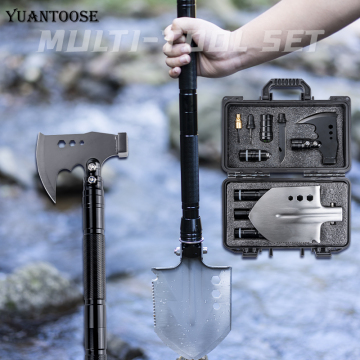 Multifunctional Emergency Outdoor Shovel: Tactical Survival Camping Tool Kit with Box