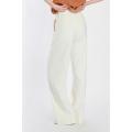 White Woven Slim Trousers