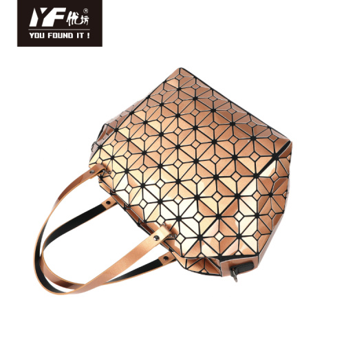 Handbag Storage Containers Geometric PU golden color waterproof luxury handbag Factory