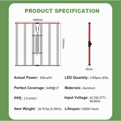 VEG Bloom LED Grow Lights Full Spectrum 650W