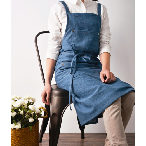 Nordic custom LOGO denim sleeveless neck apron