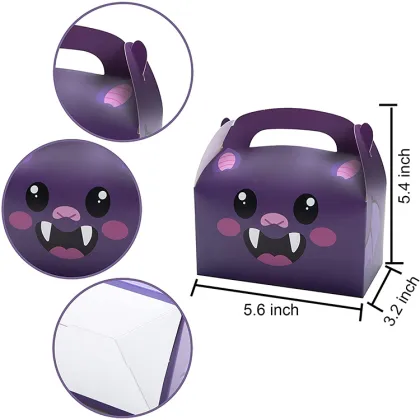 Halloween Cardboard Gift Box - Funny Little Devil Donut Cake Box with Handle