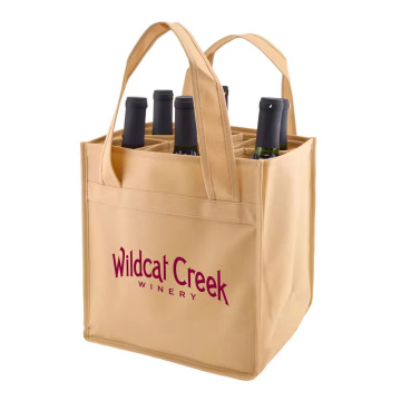 Custom 6 Bottles Non Woven Wine Tote Bag