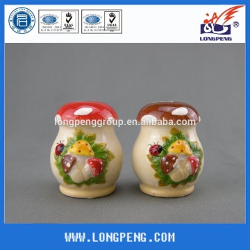 Custom Ceramic Salt and Pepper Shakers set with Mushroom Design