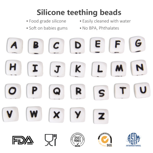 Food Grade Letter Silicone Teething Beads
