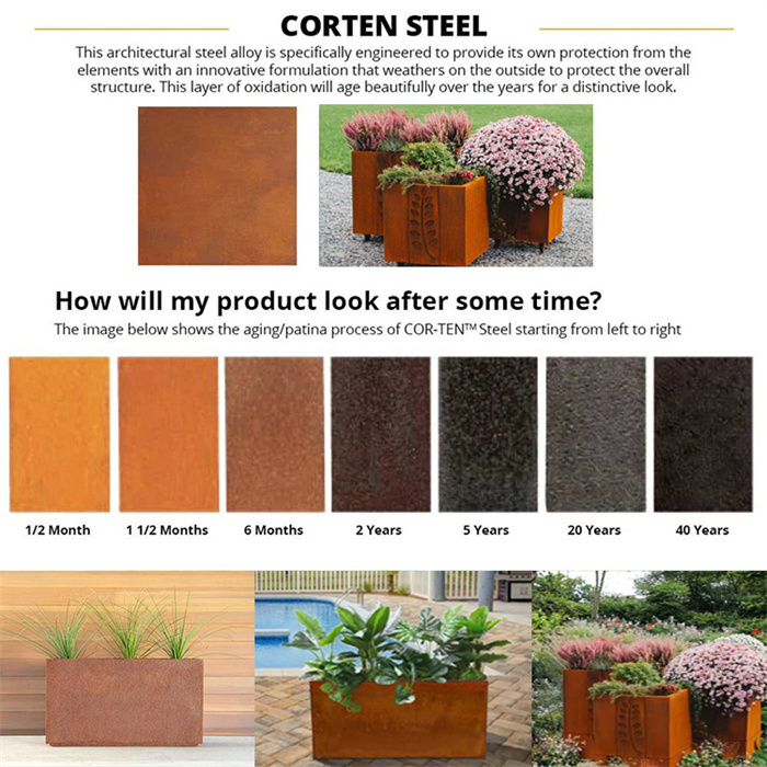 Corten steel flower planter