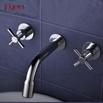 Fyeer Dual Cross Handle Wall-Mounted LED Bathroom Basin Faucet