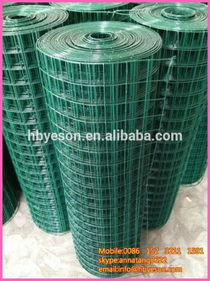 electrowelded wire mesh in rolls , dark green PVC coating welded wire mesh