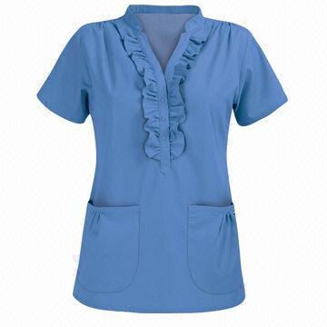 Fashionable Medical Uniform/Scrub Top, Made of Polyester/Cotton, Comes in Various Sizes and Colors