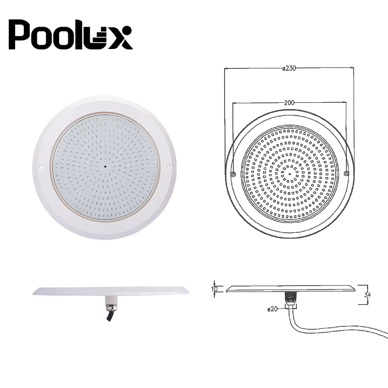 Poolux IP68 LED нури ҳавзаи шиноварро равшан мекунад