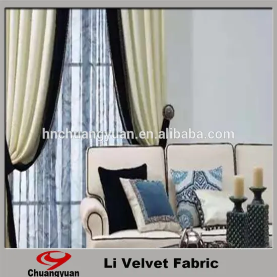 New arrival home designs tricot velvet shiny or dull american curtain fabric