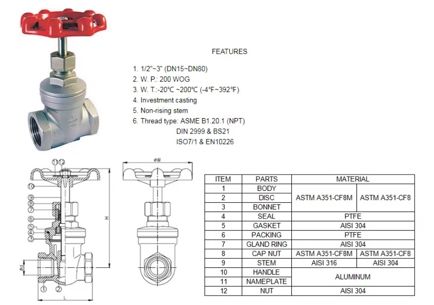 Gate Valve Dimension 1