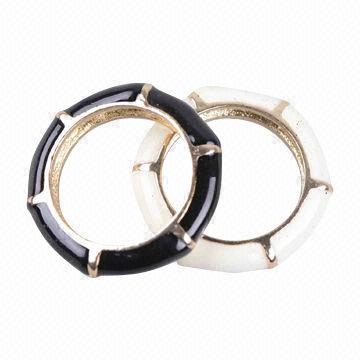 Fashion Black and White Enamel Ring Sets in Gold Plating