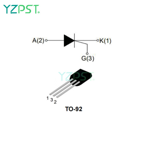 High dv/dt rate TO-92 0.8A SCR