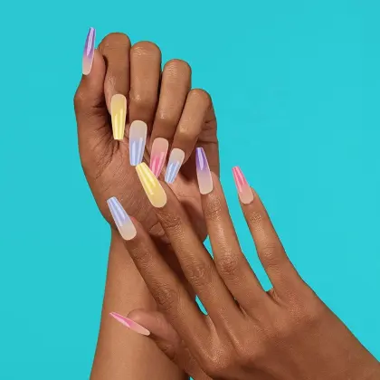 Ea Finger Artificial Fingernails: Art Line Sequin Design Glamour Nail Tips