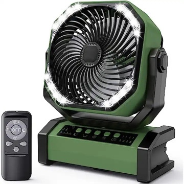 Rechargeable Battery Operated Auto-Oscillating Desk Fan with Remote and LED Light