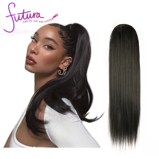 Kanekalons Futura 30 Inches Yaki Straight Water Wave Drawstring Wrap Hair Extensions Afro Kinky Long  Ponytail Synthetic Hair