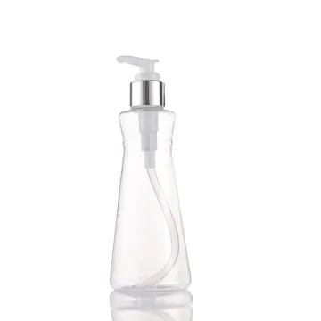 unique new design 200ml empty PET plastic shampoo body lotion bottles with pump dispenser cap