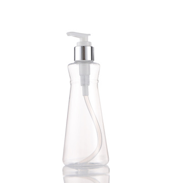 unique new design 200ml empty PET plastic shampoo body lotion bottles with pump dispenser cap