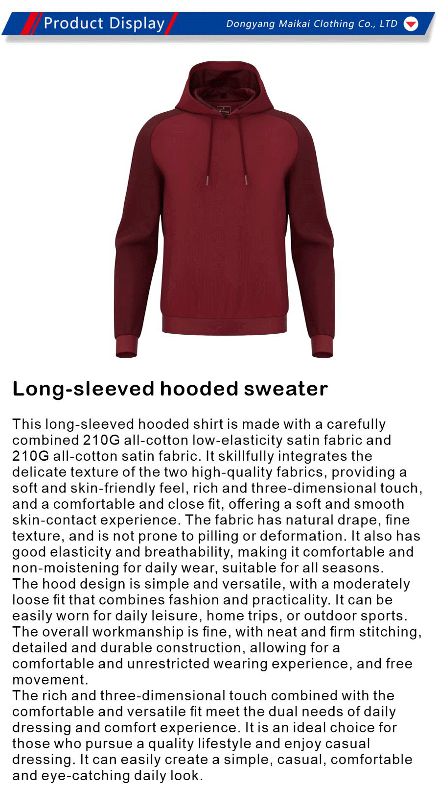 men's sport long sleeve hoodie