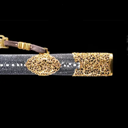 Qing Sword Luxury Sky Dragon Sword Gold Hollow Brass Relief Collection and Display Crafts