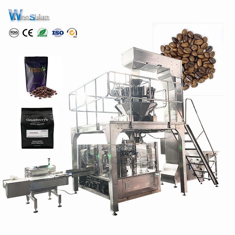 Automatic Flat Stand Up Zipper Bag Coffee Bean Doypack Packing Machine