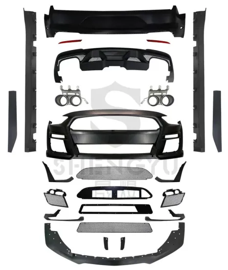 Upgrading Auto Body System for Mustang 2018-2020 to GT500 Shelby Model Bumpers, Grille, Rear Diffuser, and Side Skirts