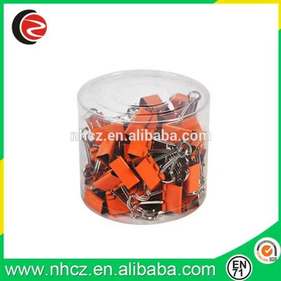 Office clip set Orange Binder Clip in tube