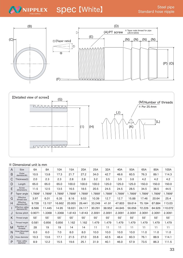  Hose Niple Spec