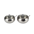 Stainless Steel Sugar Pot with Lid and Spoon