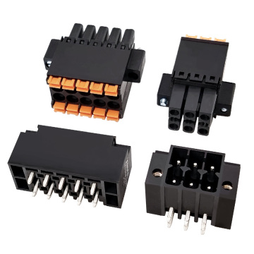 Double bank thin spring compact frivolous terminal block with locking flanges pitch 3.5mm