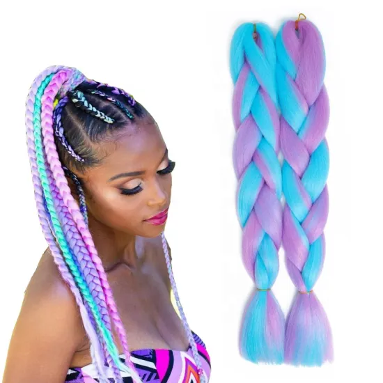 Hot Sale Mixed Color Jumbo Braiding Hair Long synthetic 24 Inch Braid Synthetic Pre-stretched Hair Exstension Braiding Hair