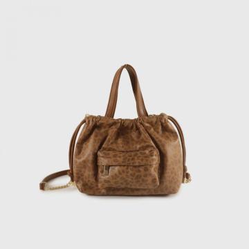 Pu Leopard Print Drawstring Crossbody Bag para mujeres