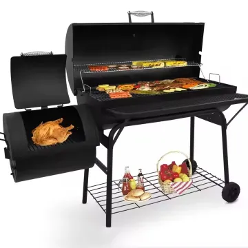Black Heavy Duty Cylinder Barrel Oil Drum Smoker Portable BBQ Smoker Grill Commercial for Outdoor
