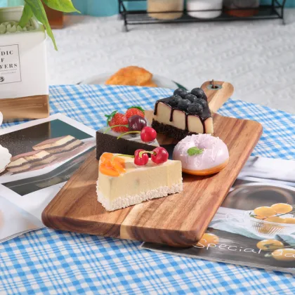 acacia wood cheese cutting board with handle