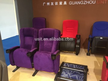 Usit UA-632C 2015 new arrival purple cover fabric home theater auditorium hall chair