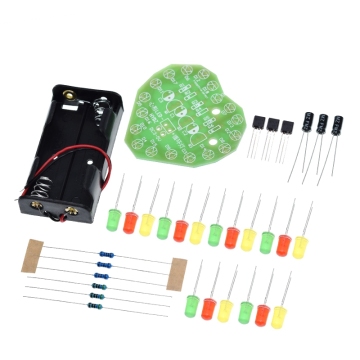 Red Yellow Green Heart-Shaped LED Lamp DIY Kit for Student Electronic Lab
