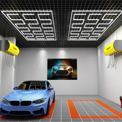 Hexagonal LED Garage Ceiling Lights - Honeycomb LED Detailing Workshop Lights
