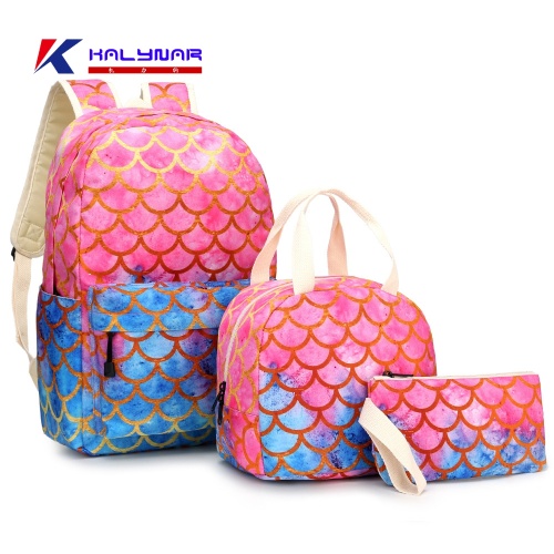 Atacado 3pcs Conjunto de mochila de meninas de estudantes primárias