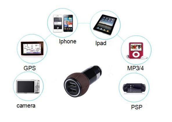 coffee leather grain smart car charger
