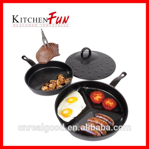 carbon steel non-stick cookware divided pan