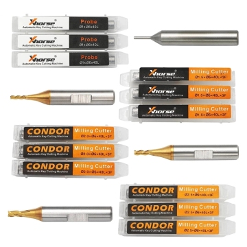 Precision Milling Cutters for Xhorse CONDOR MINI Plus and Dolphin XP Models: 1.0mm, 1.5mm, 2.0mm, 2.5mm Probes for Auto Key Cutting Machines