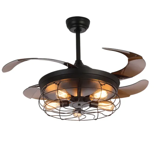 Modern Designer Retractable Chandelier: Vintage LED Ceiling Fan with Remote Control