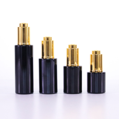 Black cylinder glass dropper bottle for essential oil