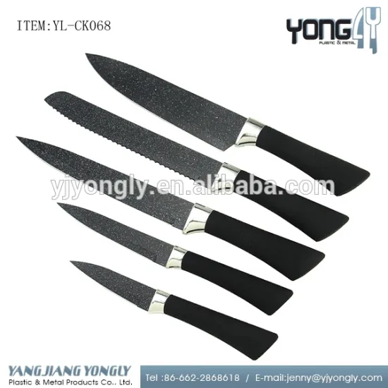 Yongly 5pcs stainless steel kitchen knife set In granite coating
