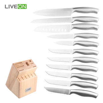 14pcs Set de cuțit din oțel inoxidabil cu bloc de lemn